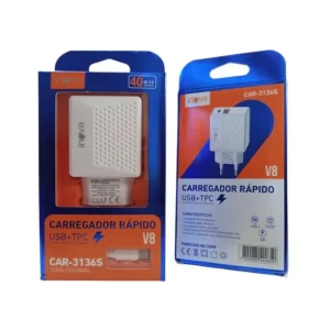 CARREGADOR TPC 40W 1 PORTAS USB CAR-3136S - INOVA