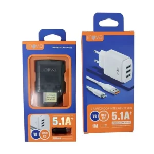CARREGADOR V8 5.1A 3 PORTAS USB